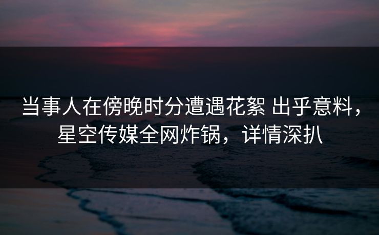 当事人在傍晚时分遭遇花絮 出乎意料，星空传媒全网炸锅，详情深扒