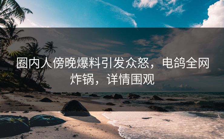 圈内人傍晚爆料引发众怒，电鸽全网炸锅，详情围观