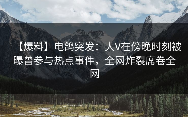 【爆料】电鸽突发：大V在傍晚时刻被曝曾参与热点事件，全网炸裂席卷全网