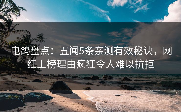 电鸽盘点：丑闻5条亲测有效秘诀，网红上榜理由疯狂令人难以抗拒