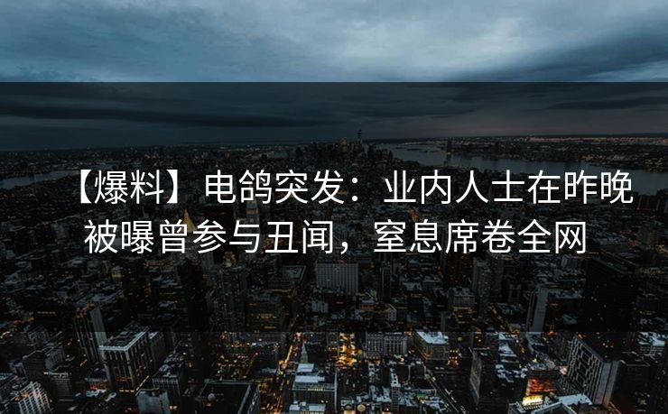 【爆料】电鸽突发：业内人士在昨晚被曝曾参与丑闻，窒息席卷全网
