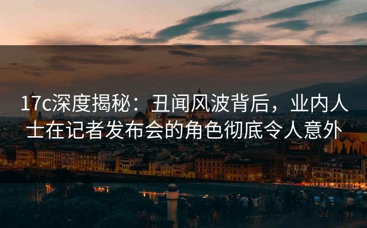 17c深度揭秘：丑闻风波背后，业内人士在记者发布会的角色彻底令人意外