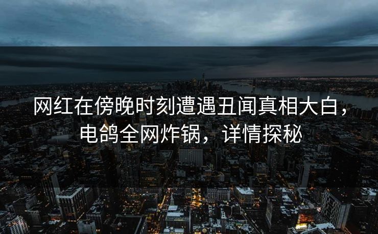 网红在傍晚时刻遭遇丑闻真相大白，电鸽全网炸锅，详情探秘