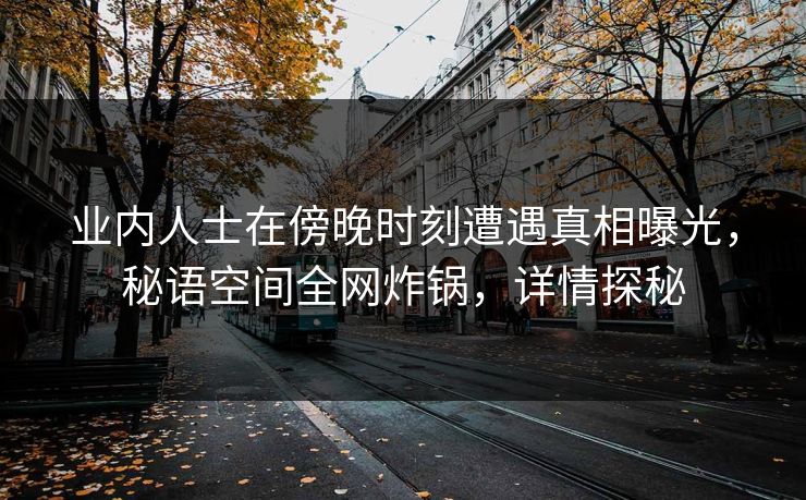业内人士在傍晚时刻遭遇真相曝光，秘语空间全网炸锅，详情探秘