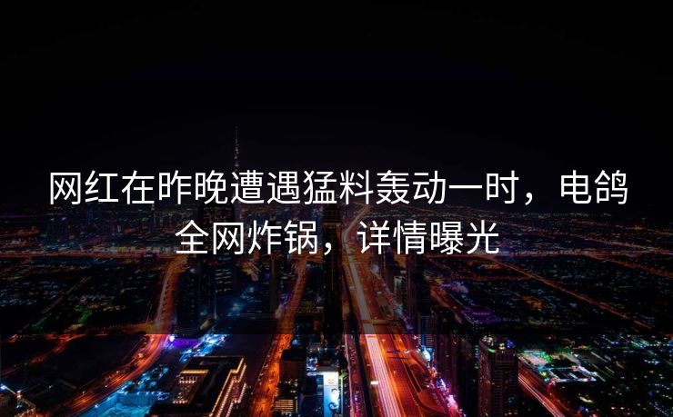网红在昨晚遭遇猛料轰动一时，电鸽全网炸锅，详情曝光
