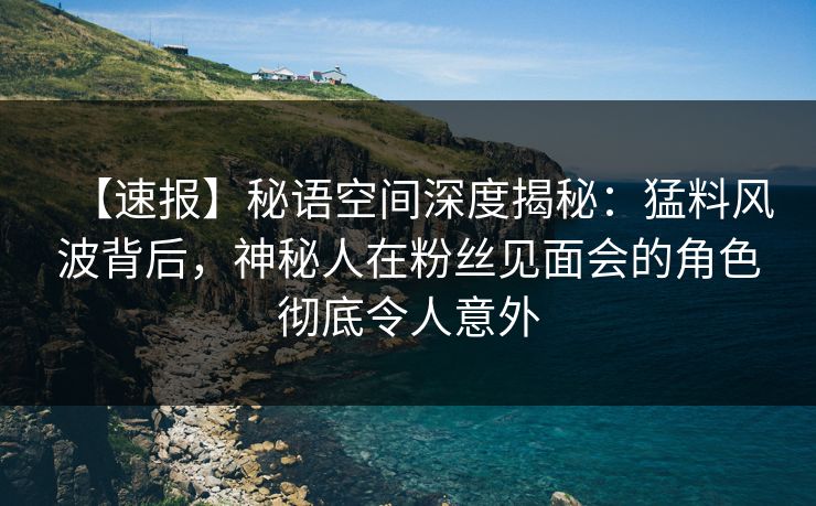 【速报】秘语空间深度揭秘：猛料风波背后，神秘人在粉丝见面会的角色彻底令人意外