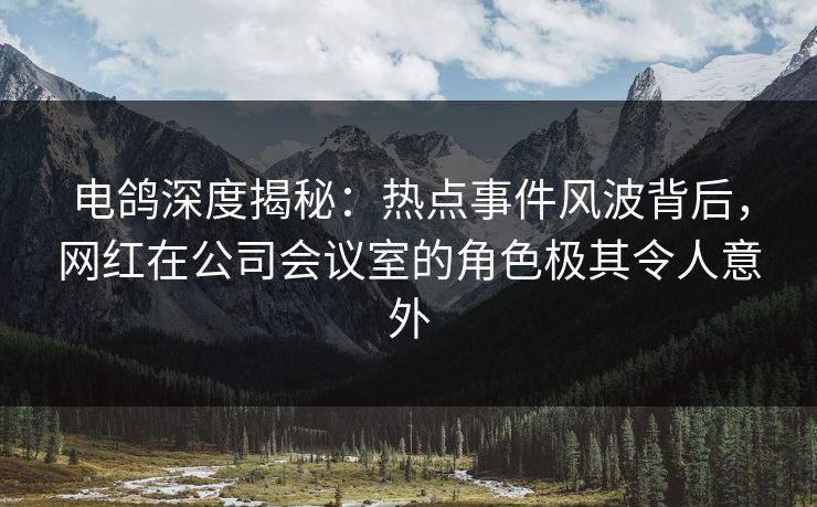 电鸽深度揭秘：热点事件风波背后，网红在公司会议室的角色极其令人意外