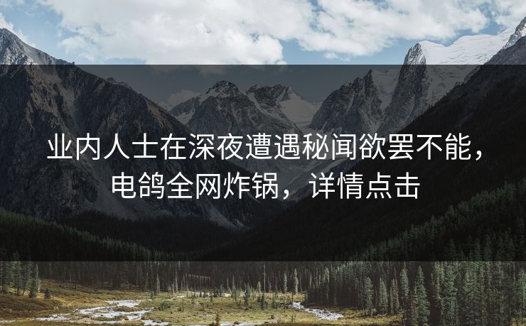 业内人士在深夜遭遇秘闻欲罢不能，电鸽全网炸锅，详情点击