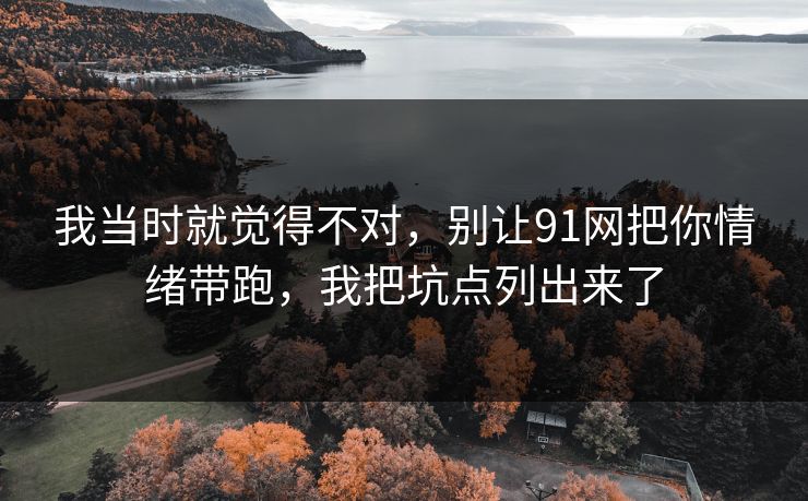 我当时就觉得不对，别让91网把你情绪带跑，我把坑点列出来了
