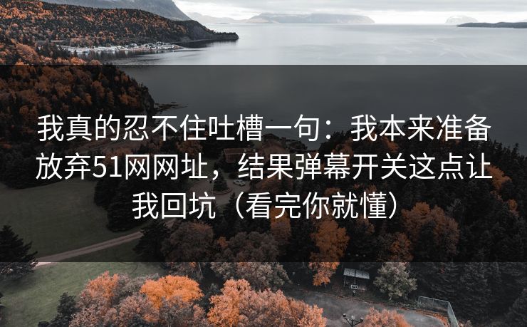 我真的忍不住吐槽一句:我本来准备放弃51网网址,结果弹幕开关这点让我回坑(看完你就懂)